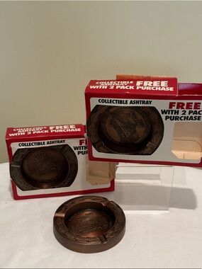 Collectible Copper-Tone Ashtray - Set of 3